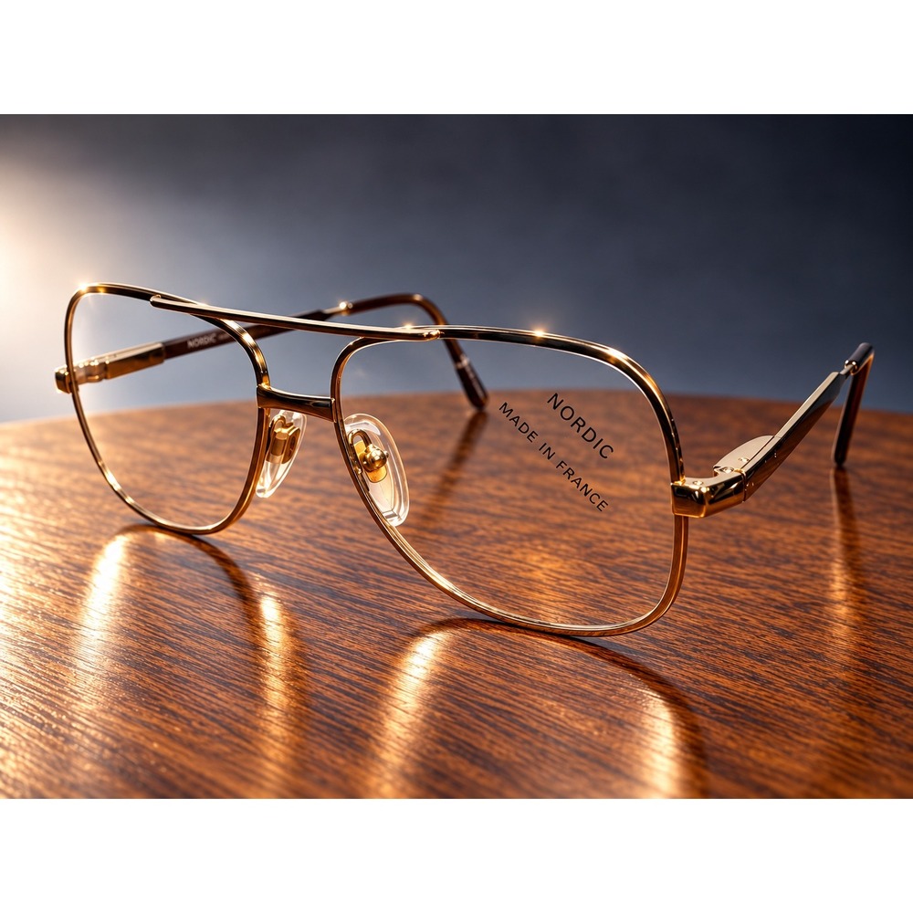 Vintage NORDIC Charly F Deadstock Gold Double Bridge Aviator Made France NOS